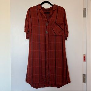 Brazilian Cantao Flannel Plaid Mini Shirt Dress